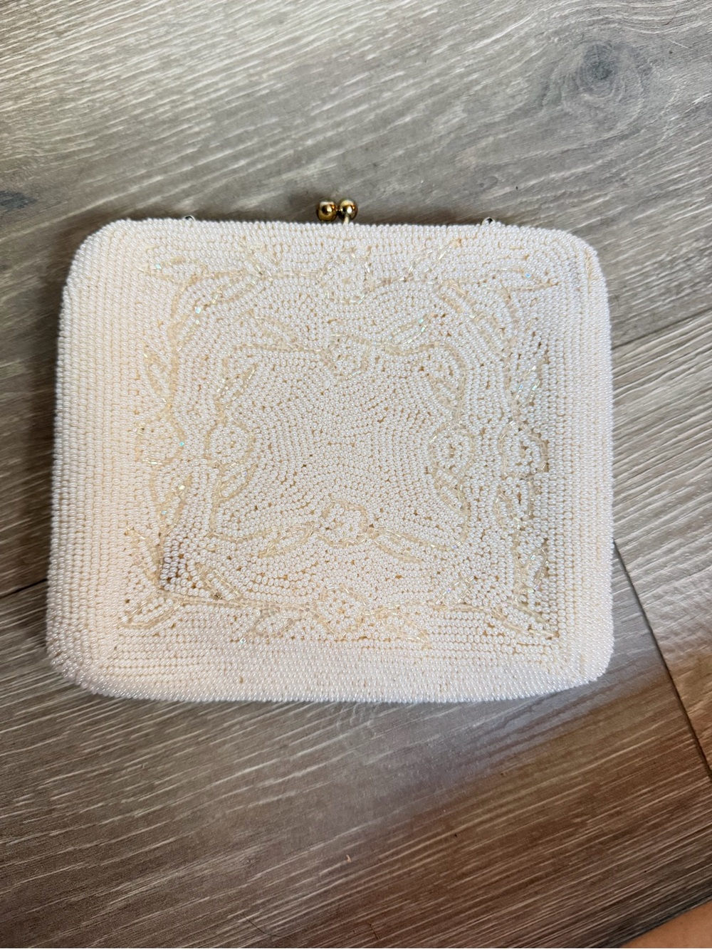 Vintage White Beaded Evening Clutch